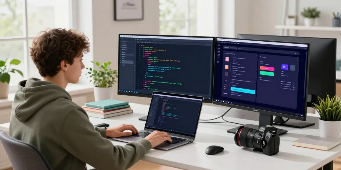 Innovative workspace with a developer focused on apktodo app coding and design.