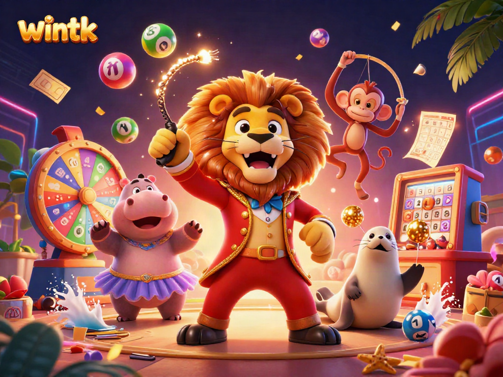 Engage with wintk's thrilling casino experience illustrated by dynamic characters and vibrant game elements.