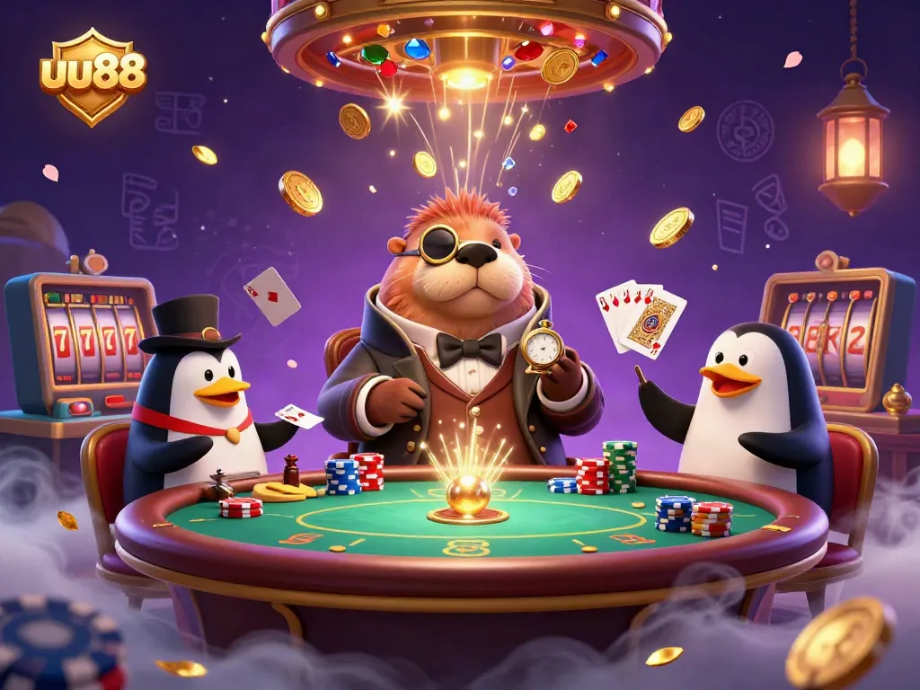 Experience thrilling underwater poker action with uu88 featuring a walrus, penguin dealer, and bluffing pufferfish.