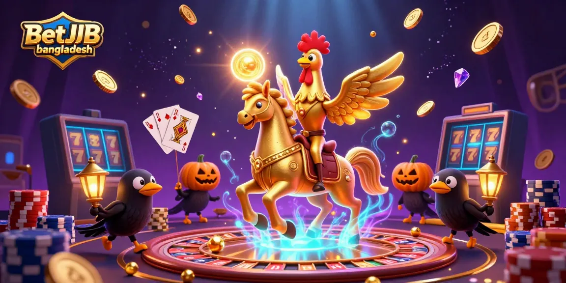 Join the excitement of BetJDB bangladesh with a golden rooster and casino games in a mystical setting.