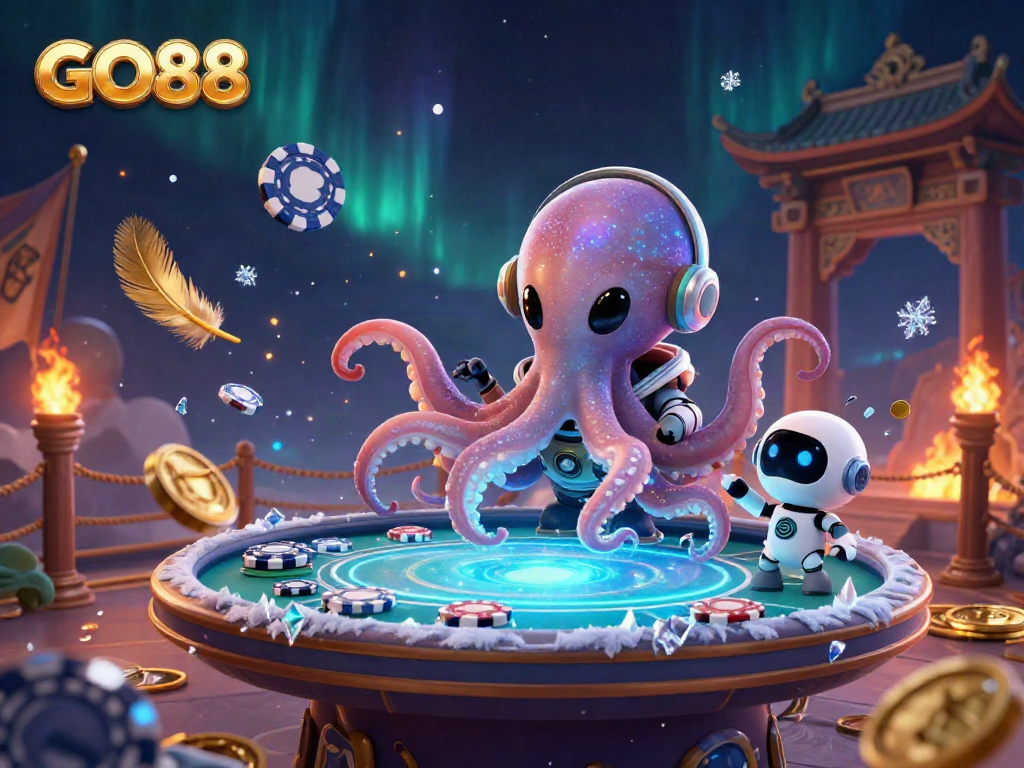 Experience immersive gameplay with GO88's vibrant and energetic gaming scene featuring interactive alien characters.
