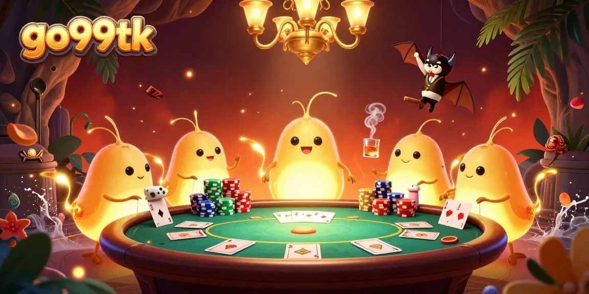 Experience excitement at go99tk with glowworms lighting up a vibrant cave casino scene filled with poker action.