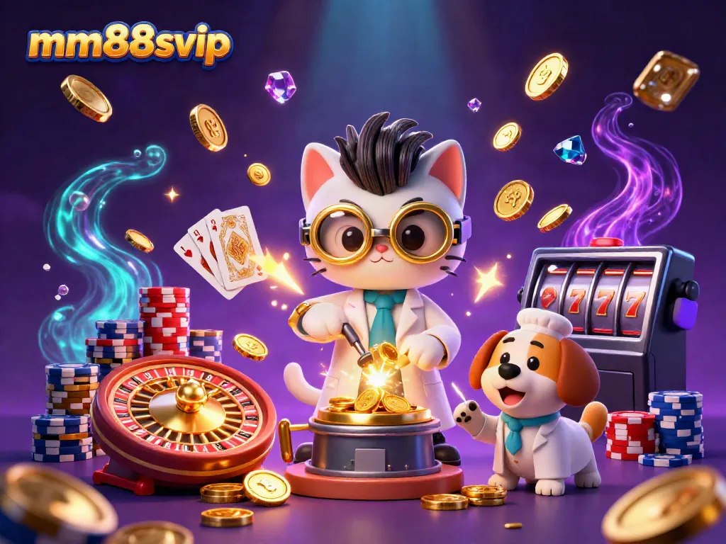 Experience the thrill of winning at mm88svip with vibrant casino elements throughout a lively scene.