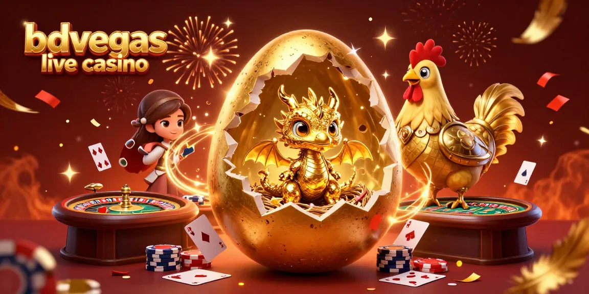 Experience excitement with bdvegas live casino, featuring a baby dragon guarding poker chips amidst vibrant casino elements.