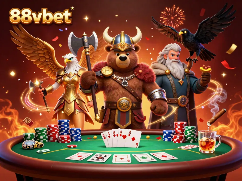 Experience the excitement of 88vbet with a vibrant 3D casino scene featuring iconic gaming elements.