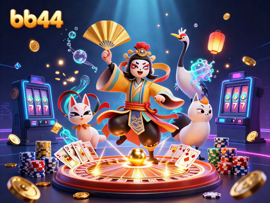 Engage with bb44's thrilling gaming experience featuring vibrant 3D characters and dynamic casino elements.