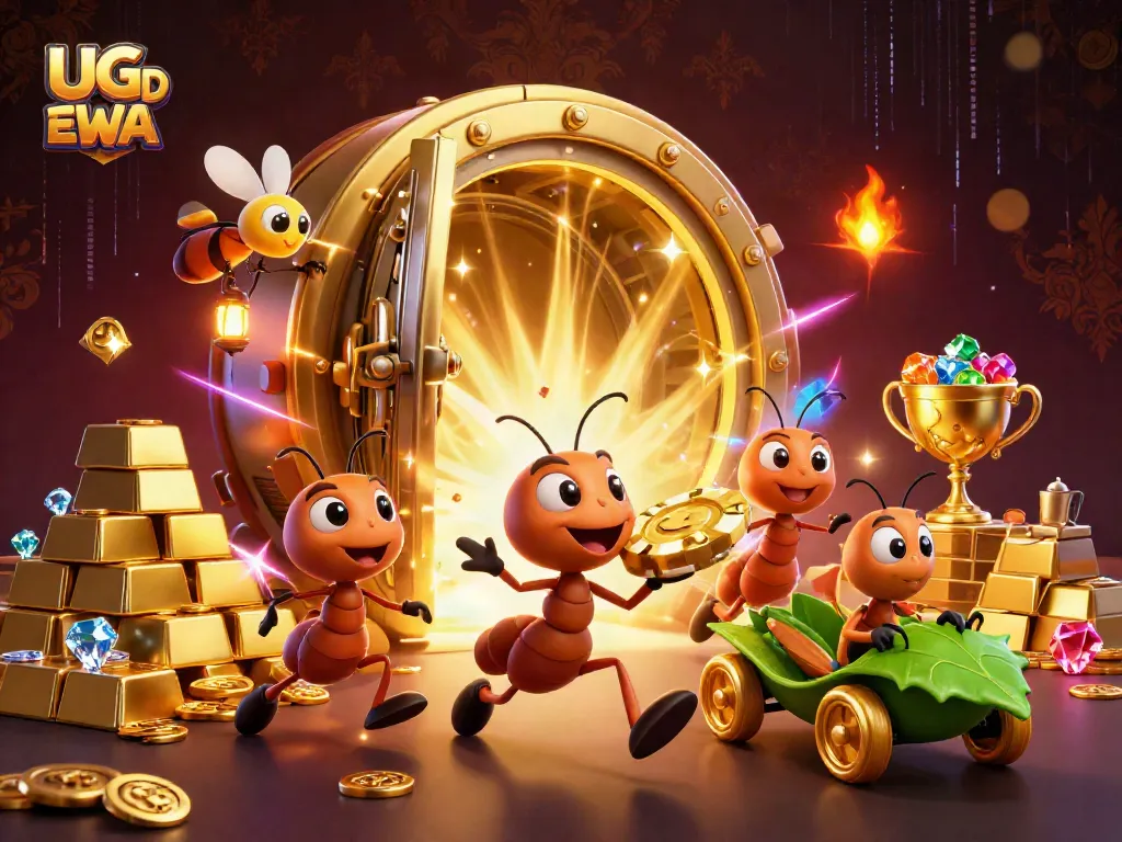 UGDEWA's animated heist scene with ants and treasure elements, showcasing a fun gambling atmosphere.