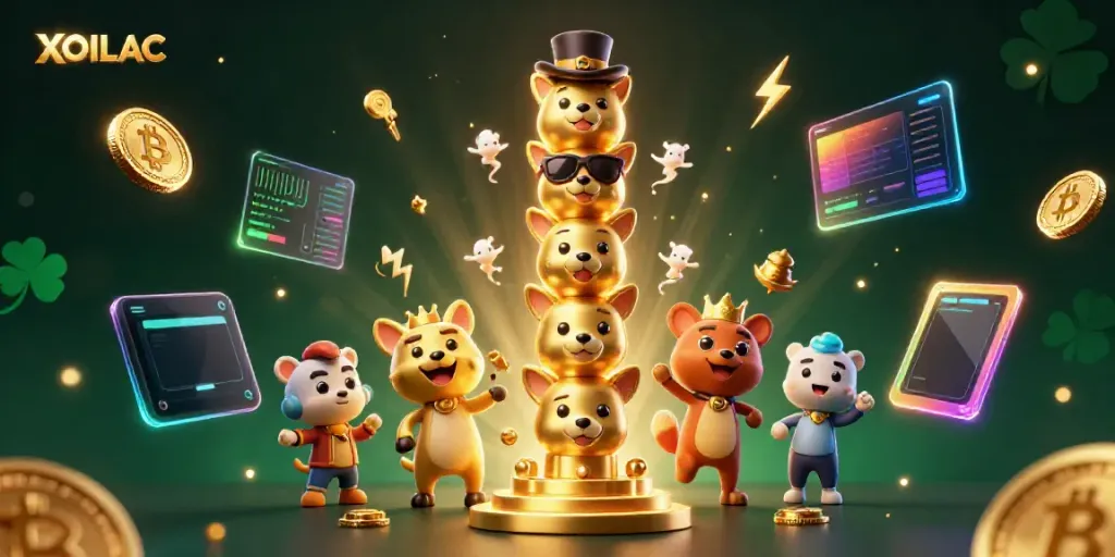 Experience excitement with XOILAC as you engage with vibrant casino elements and whimsical characters.