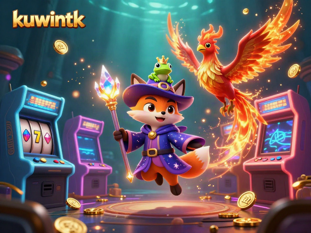 Engage with exciting online casino action at kuwintk featured in vibrant 3D illustration