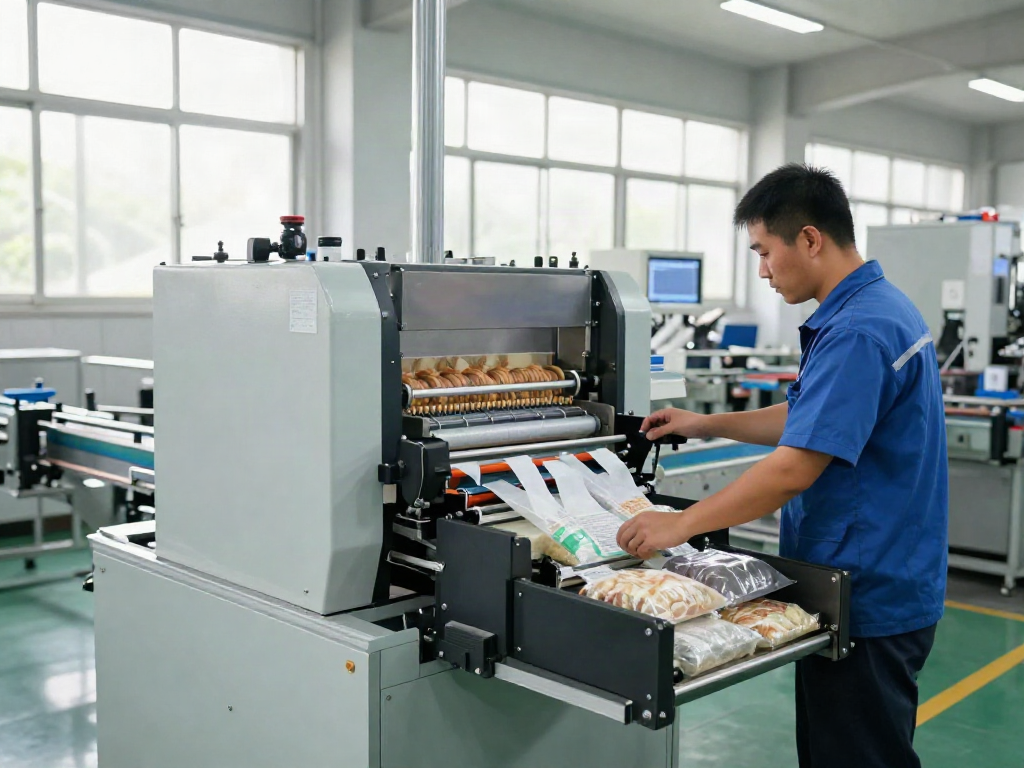 Advanced open-mouth bagging machine in a factory, showcasing efficiency as a leading packaging machinery supplier.