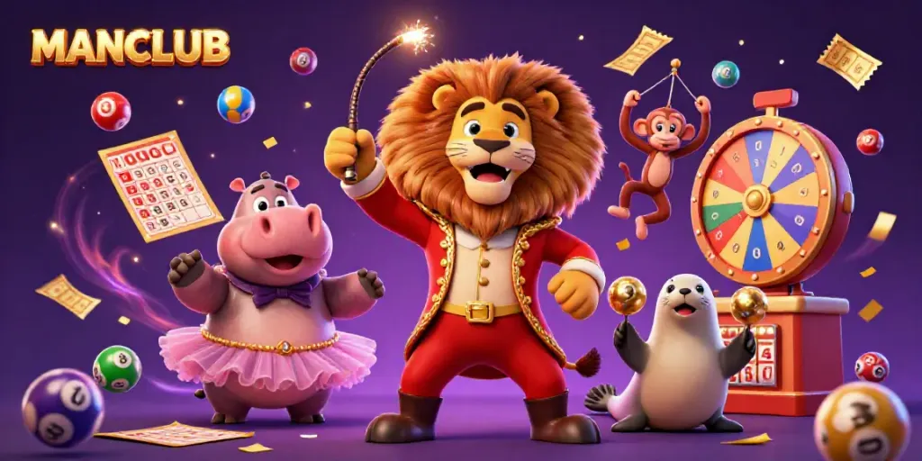 Experience the excitement of MANCLUB with lively lottery-themed 3D characters and captivating visuals.