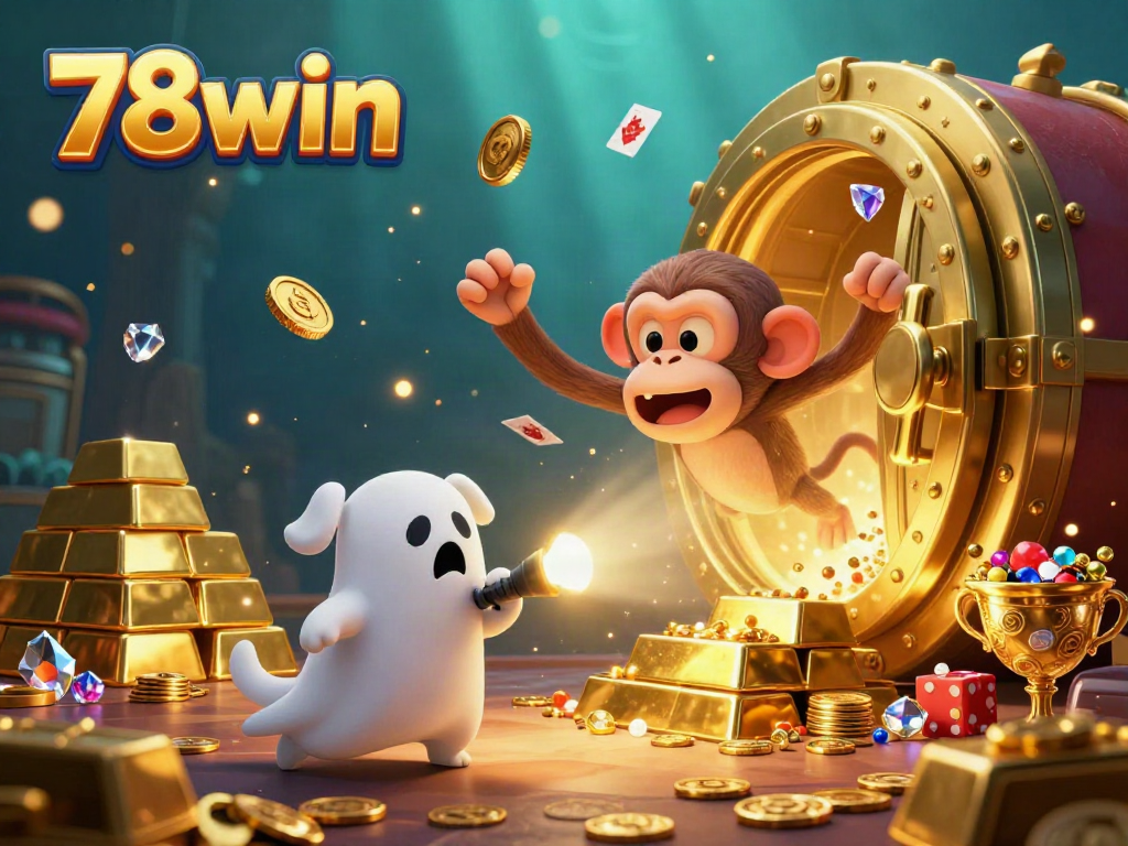 Uncover thrilling casino adventures with 78win as golden treasures abound in a haunted casino scene.