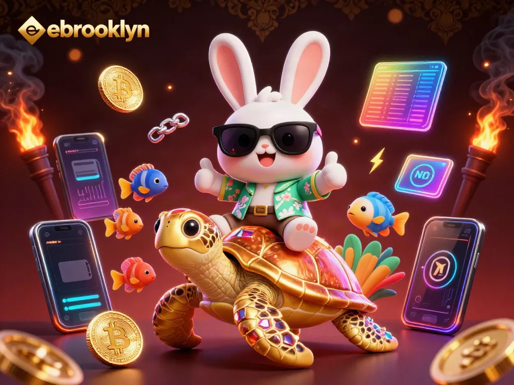 Experience thrilling adventures at eobrooklyn with a lucky rabbit and golden turtle in a vibrant casino world.