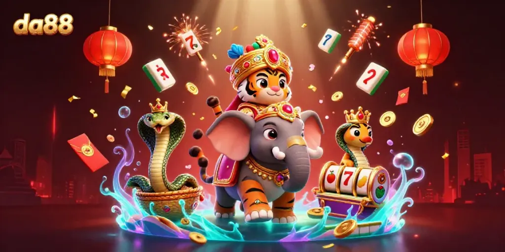 Spin for luck with da88 in this vibrant casino-themed 3D illustration showcasing a colorful scene.