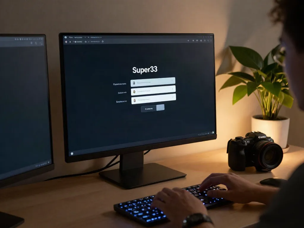 Accessing Super33 login interface in a modern workspace.