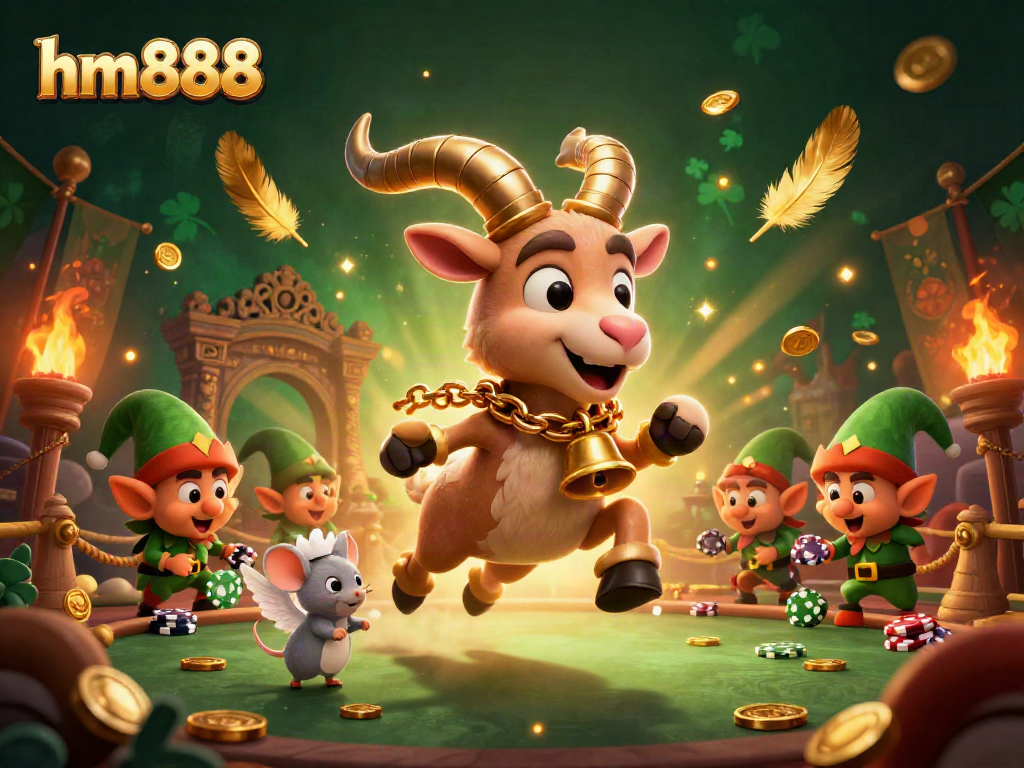 Experience the thrilling casino adventure with hm888, featuring a spooky Krampus goat and mischievous elves.