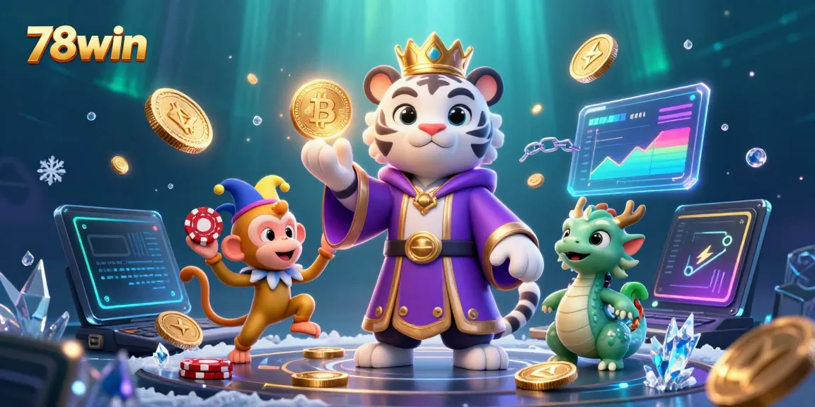 Experience the thrill of 78win in this vibrant 3D casino scene featuring exciting gaming elements.