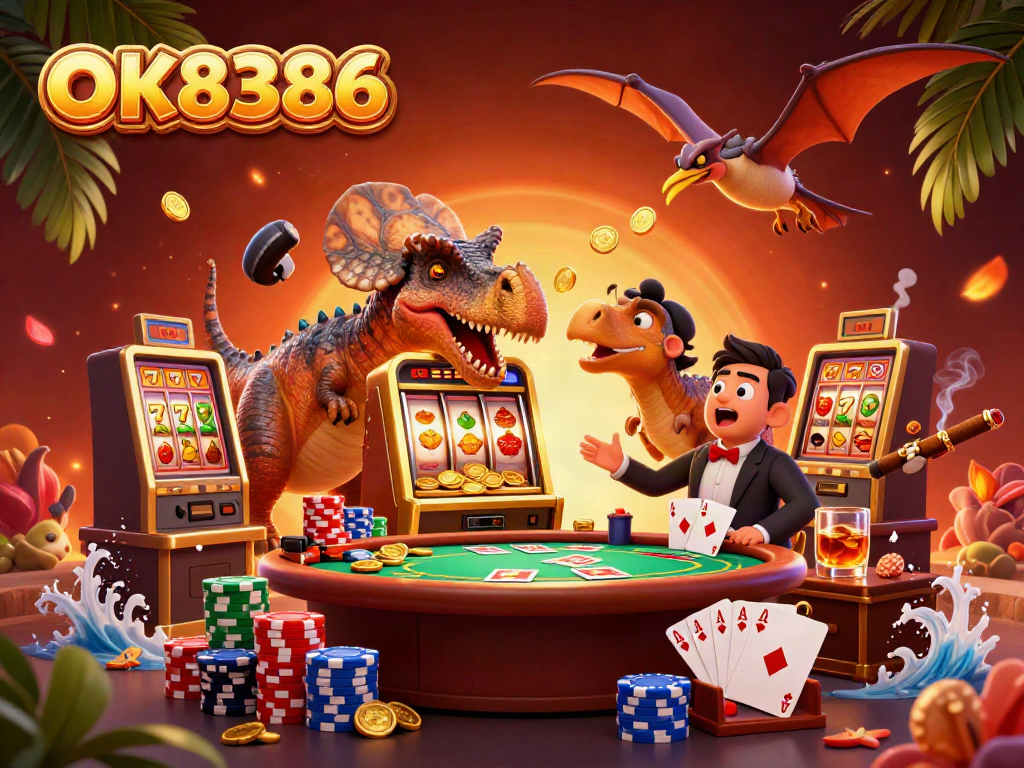 Engage in thrilling online gaming at OK8386 as a pachycephalosaurus brings down a jackpot!