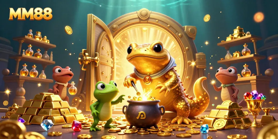 Experience magical gold transmutation at MM88 casino with enchanting characters and treasures.